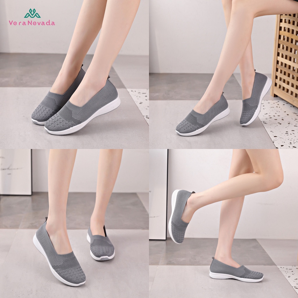 Vera Nevada Sepatu FlyKnit Flat Slip On Wanita Shoes #VL03