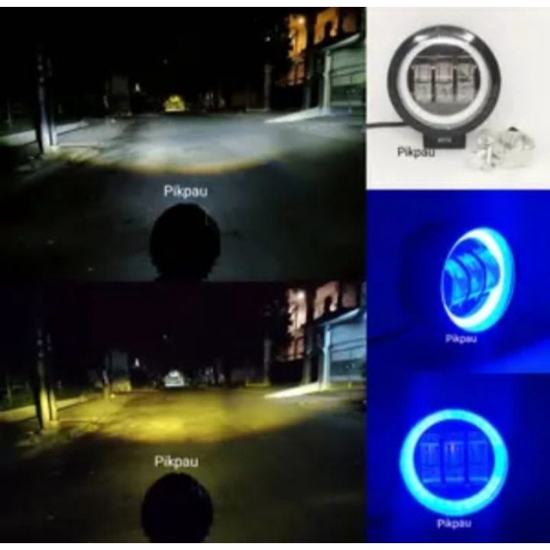 Lampu Tembak Led Cree 6D Bulat Senja Ring Biru Sorot Putih Kuning 3 Mata Kualitas Terbaik