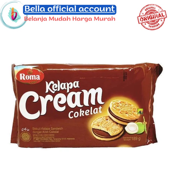 

ROMA Kelapa Cream COKELAT Biskuit 189 gr - Coklat