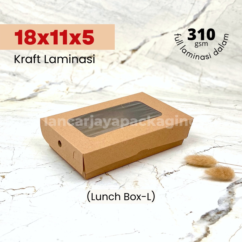 PAPER LUNCH BOX KRAFT LAMINASI WINDOW SIZE L 18x11x5