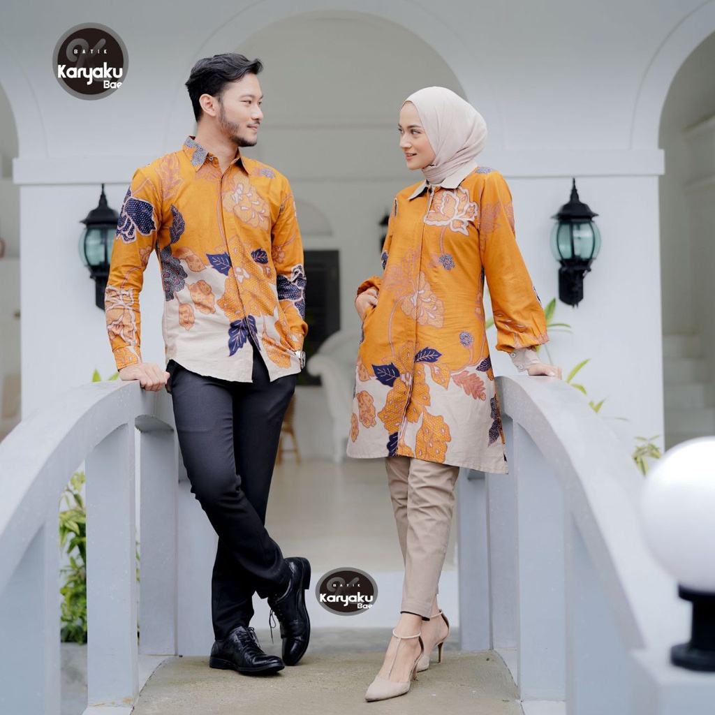 Batik Couple Modern Atasan Tunik Batik Kerja Kantor Wanita Baju Batik Wanita Dan Pria Batik Seragam M L XL XXL