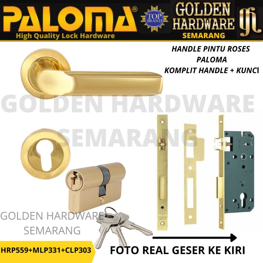 PALOMA HANDLE PINTU RUMAH TARIKAN GAGANG KUNCI PINTU SATU SET GOLD GP