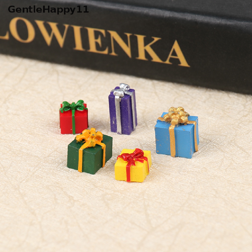GentleHappy 5PCS 1/12 Scale Miniature Dollhouse Christmas Gift Box Decoration Accessories id