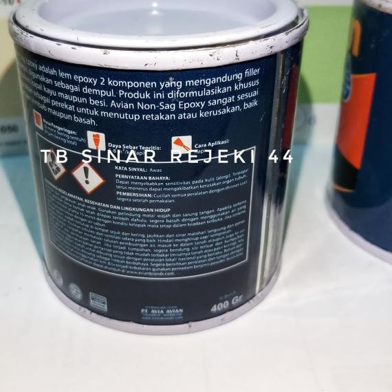 

AVIAN LEM EPOXY NON SAG 2 Komponen x 400 Gr = 800 Gram HARDENER RESIN