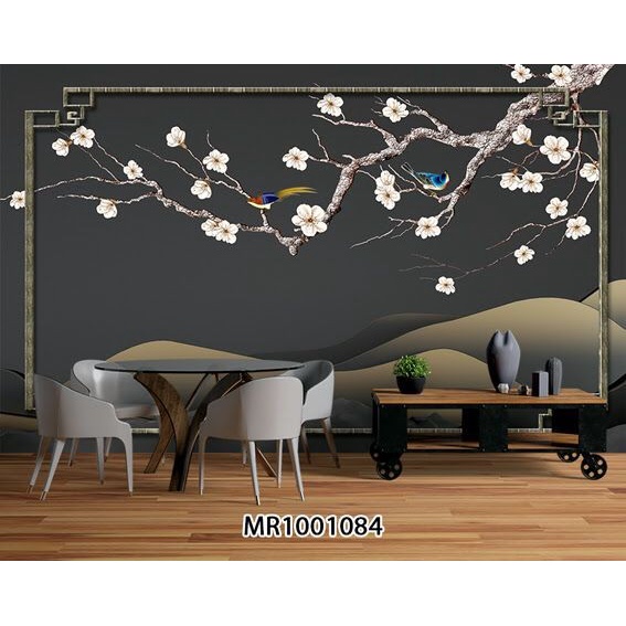 PHOTOWALL MURAL DINDING 3D WALLPAPER CUSTOM BUNGA SAKURA SIMPLE