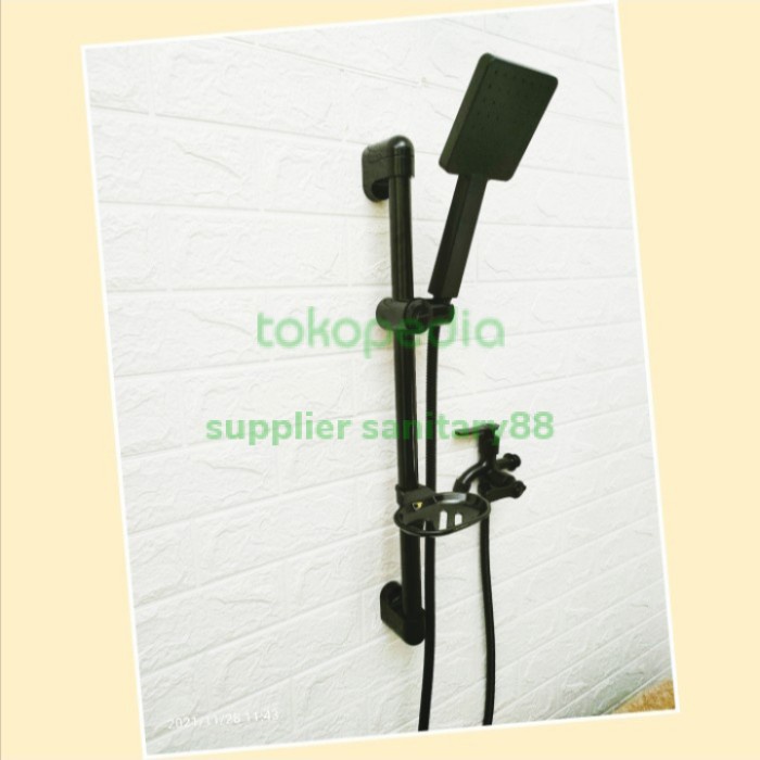 Shower Set / Shower Tiang Plus Kran Cabang / Shower Kotak Hitam Full