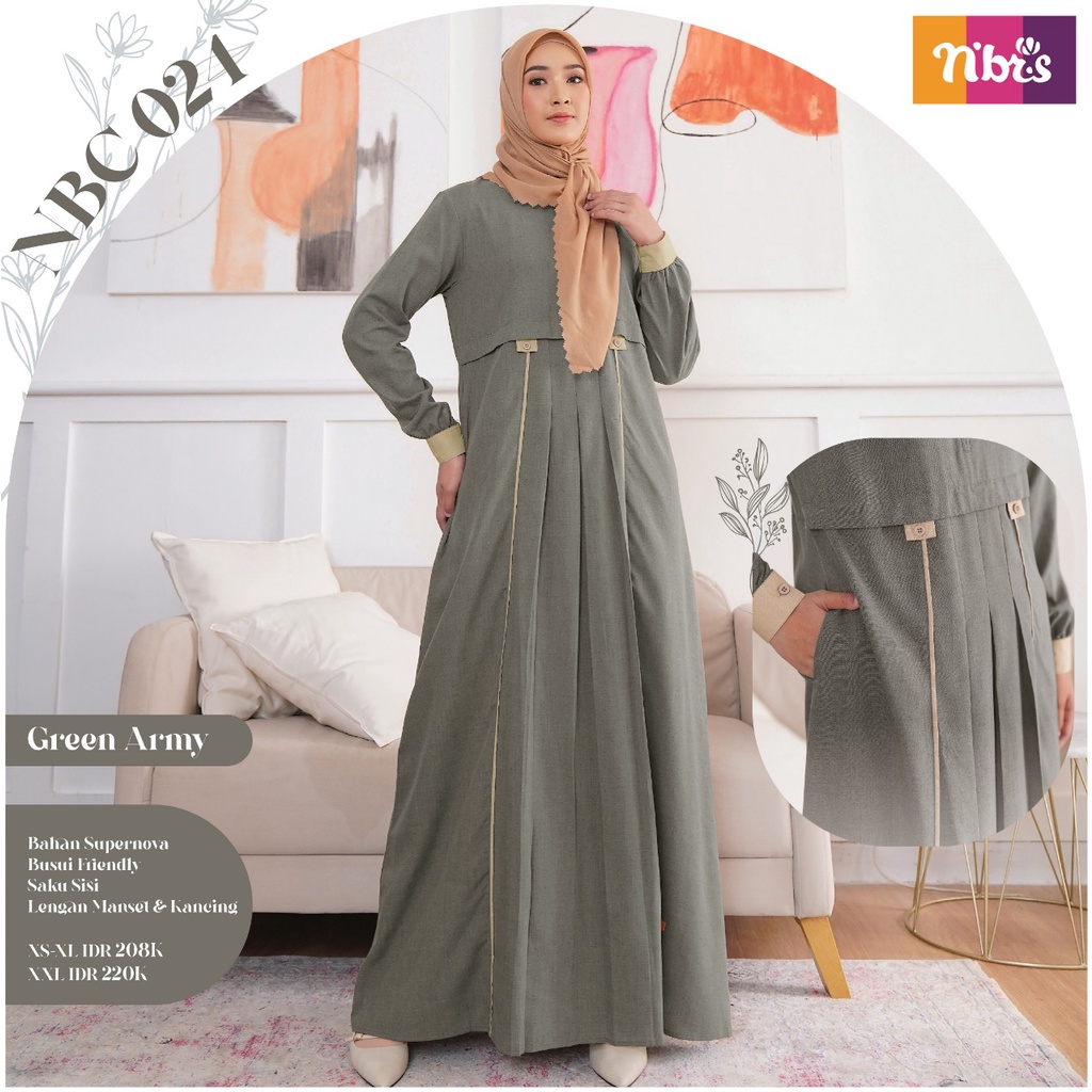 [BISA COD] Nibras Gamis NBC 24 Bahan Supernova Dress Muslimah Simpel Polos by Nibras