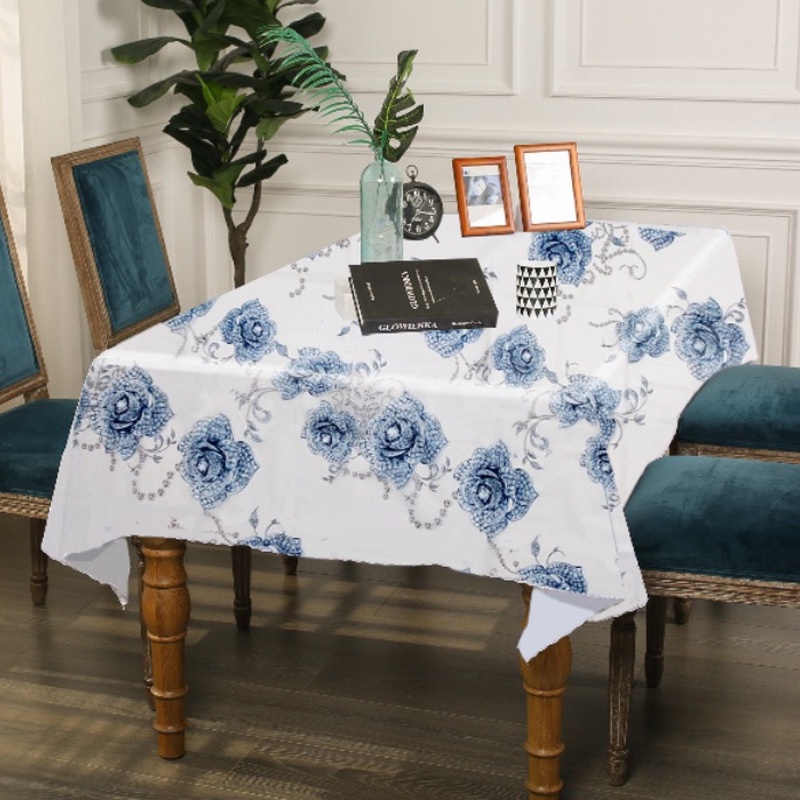 Taplak Meja Makan Kotak Ruang Tamu Anti Air Tebal Premium Motif Flower Waterproof Anti Air Ukuran 137CM X 183CM Taplak Meja Motif Flower Anti Air Ukuran Lebih
