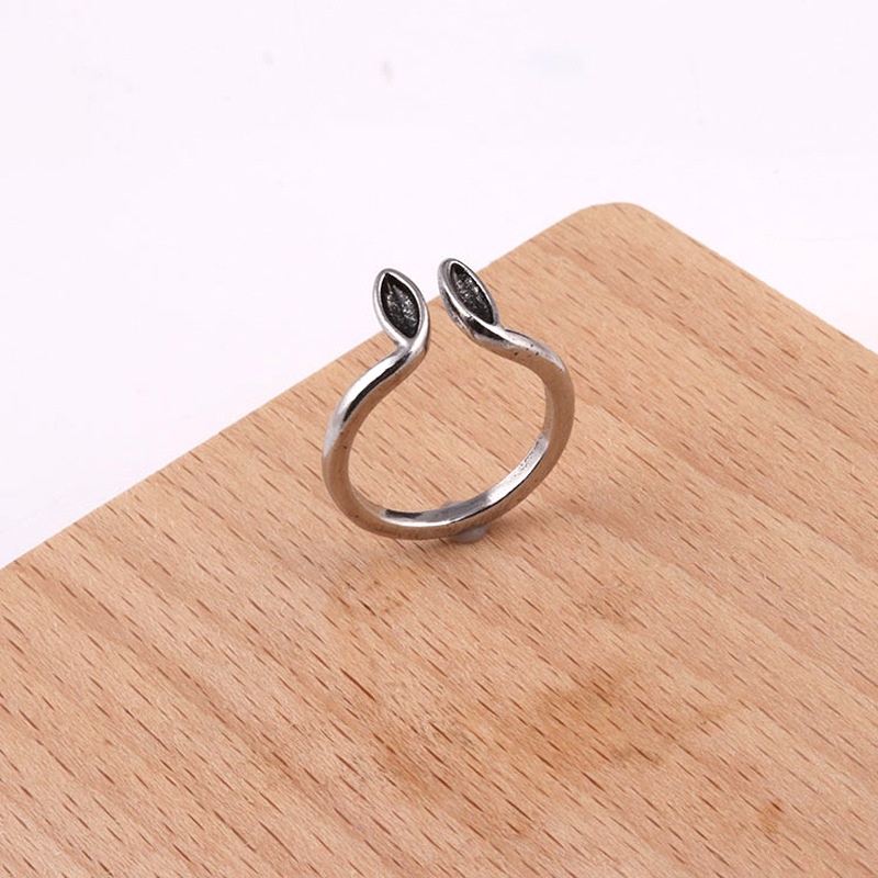Cincin Model Terbuka Desain Telinga Kelinci Kecil Gaya Korea Untuk Wanita