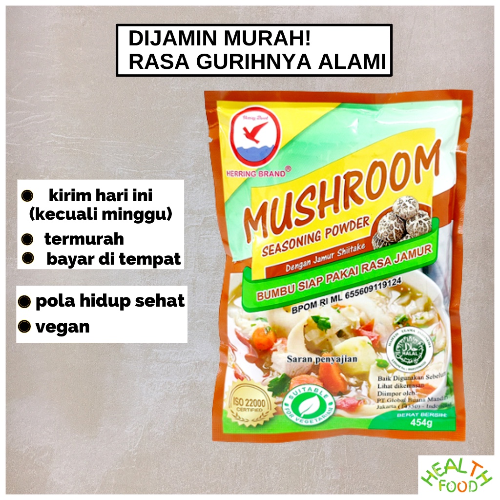 kaldu jamur penyedap rasa Jamur Shitake Herring Brand Mushroom Seasoning Powder 454g