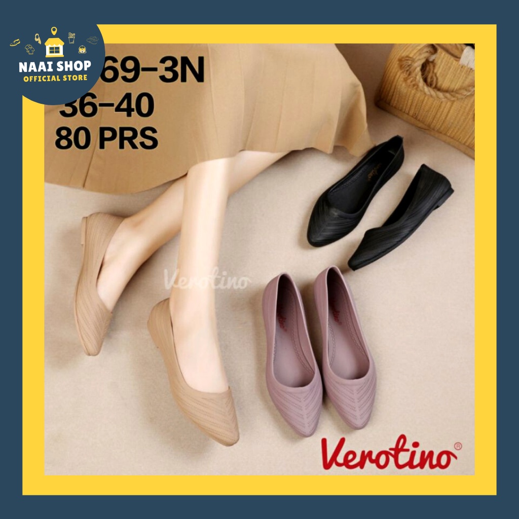 Sepatu Flat Selop Jelly Wanita Model Terbaru Size 36-40 Slop Cewek Motif Lubang Flatshoes Korea Style Murah Slip On Kasual Shoes Terlaris Sepatu Kerja Kuliah HangOut Kekinian Fantofel Remaja Dewasa Pantofel Import Premium Ballerina Verotino A569 Naai shop