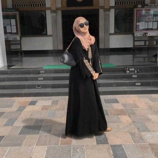 PALING DICARI Gamis Abaya Sabyan Ukuran Dewasa Hitam Jetblack 𝄞 887