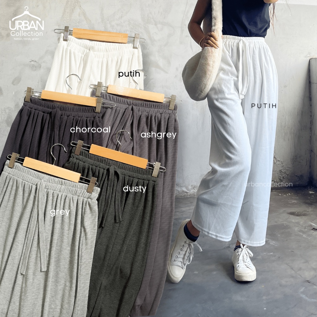 Celana Kulot Knit Wanita Tebal - Celana Kulot Highwaist - Bawahan Rajut Wanita