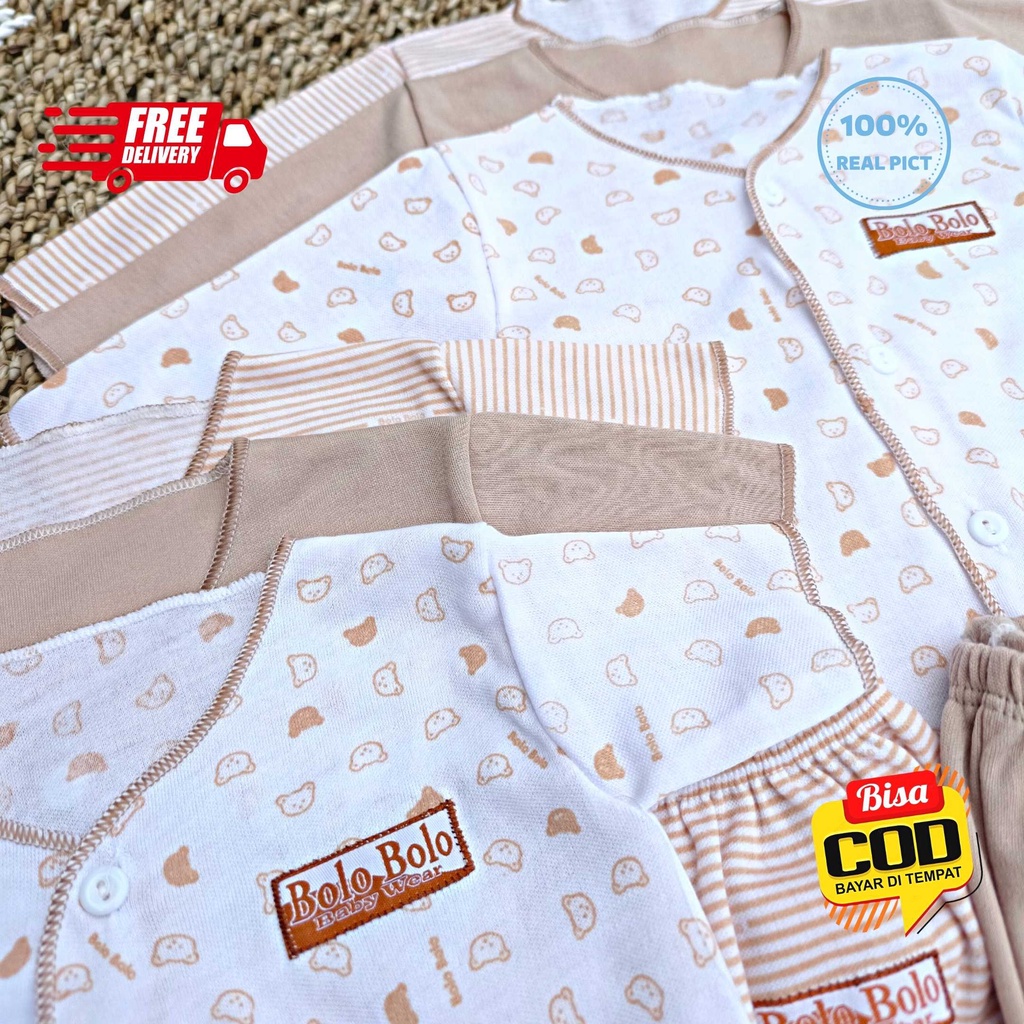 SALE 7.7 - 18 PCS Baju Bayi Celana Bayi Setelan Bayi Baju Bayi Newborn Baju Bayi Baru Lahir Kekinian Bolo-Bolo Serian COKLAT SUSU