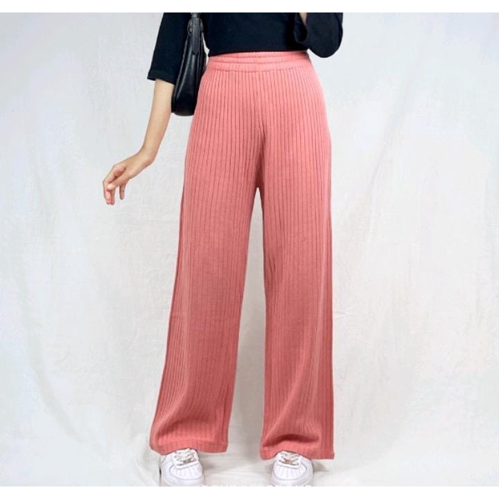 Highwaist Celana Murah Berkualitas Kulot Knit Premium - Long Cullote Pants - Korean Pants Wanita