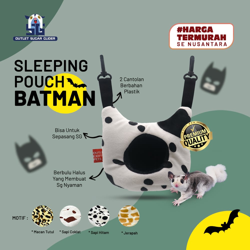 SLEEPING POUCH BATMAN HEWAN SUGAR GLIDER / TUPAI TERBANG TEMPAT TIDUR HEWAN