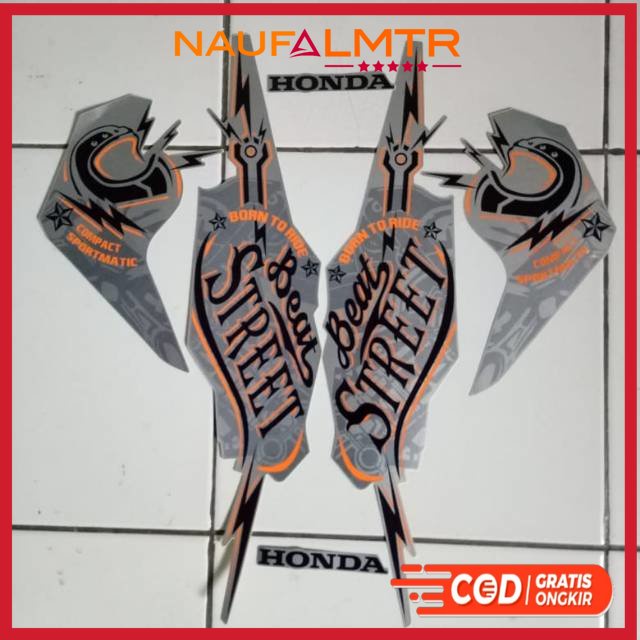 Stiker lis body motor honda beat street 2019 silver