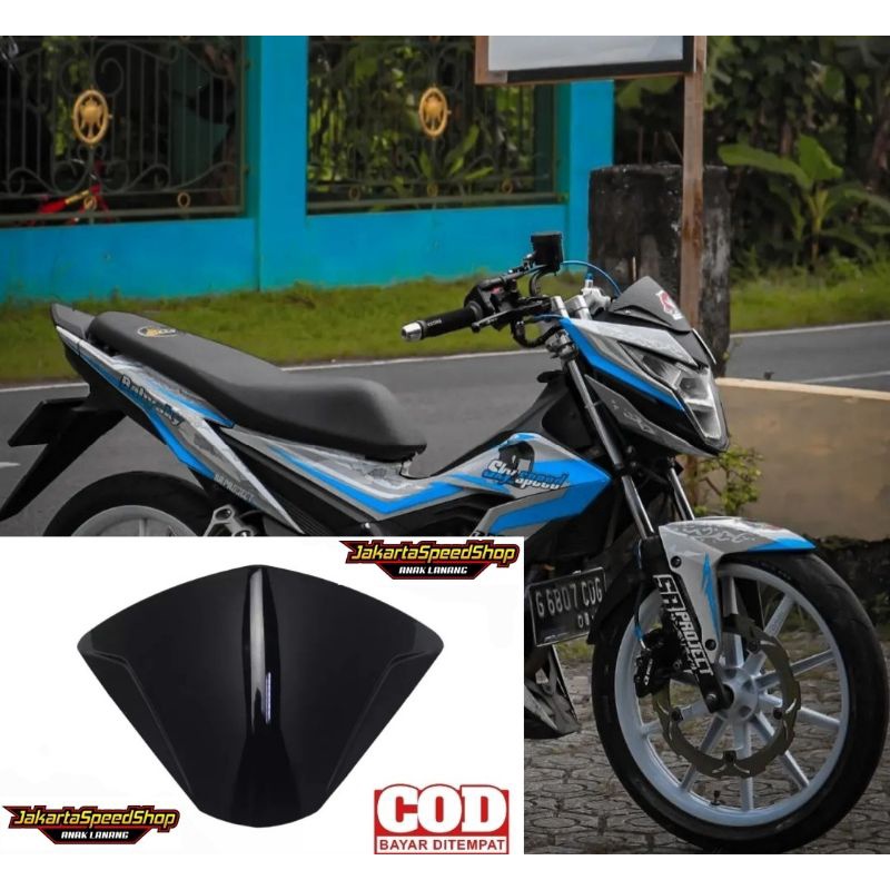 Visor variasi honda sonic 150 r bahan tebal anti pecah hitam kilap plus lem 3m double tape universal