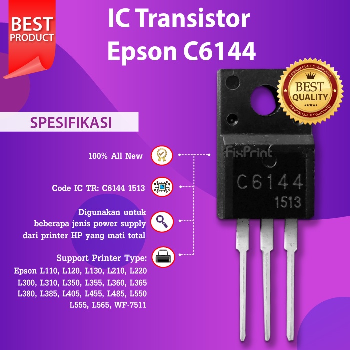 Produk IC TR Epson A2222 C6144 Transistor Mainboard Printer L110 L120 L210 L220 L300 L310 L350 L355 L360 L365 L380 L385 L405 L455 L485 L550 L555 L565 WF7511 L1110 L3110 L3150