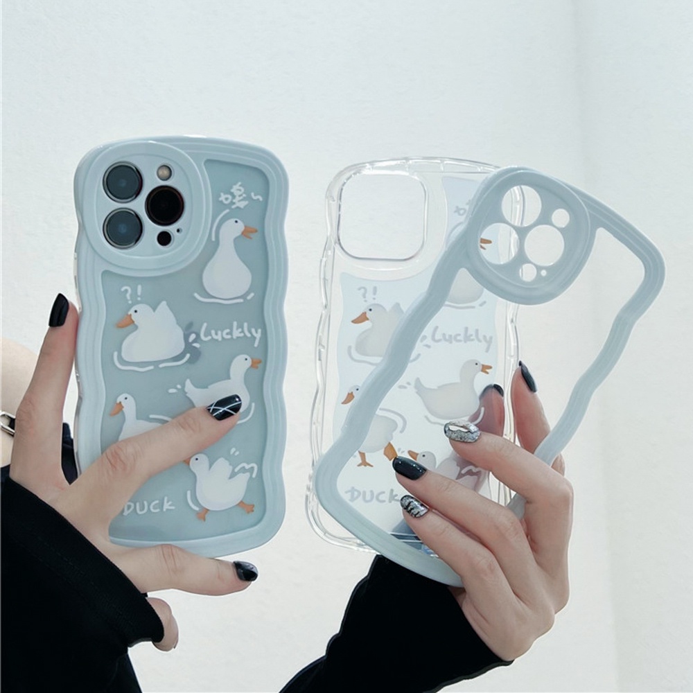 Case Motif Gelombang Hati Putih Kompatibel Untuk14 13 12 11 Pro Max7 8 Plus XR X XS Max Se2020 2022 Casing Ponsel Bening Soft Cover