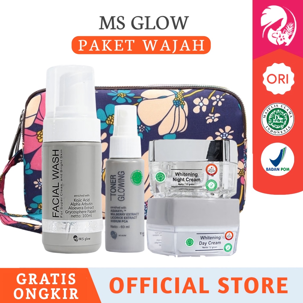 Jual Ms Glow Paket Whitening Original Paket Skincare Wajah Ms Glow Ori Paket Whitening Lengkap