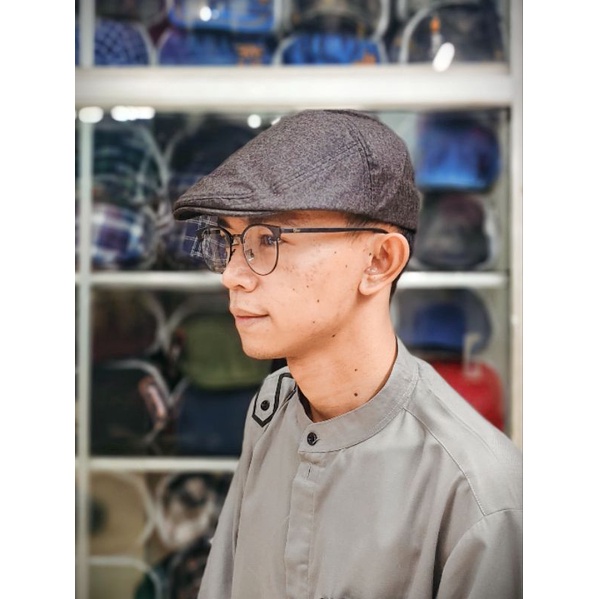 flat cap hat Canvas / topi kodok / topi copet / topi pelukis /topi sutradara/ topi pria wanita