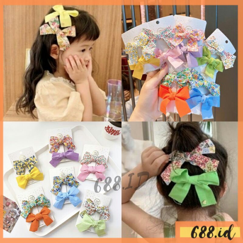 Jepit Rambut 2pcs Pita Anak Perempuan Lucu Wanita Motif Korea Bunga Daisy Cantik JPT 02