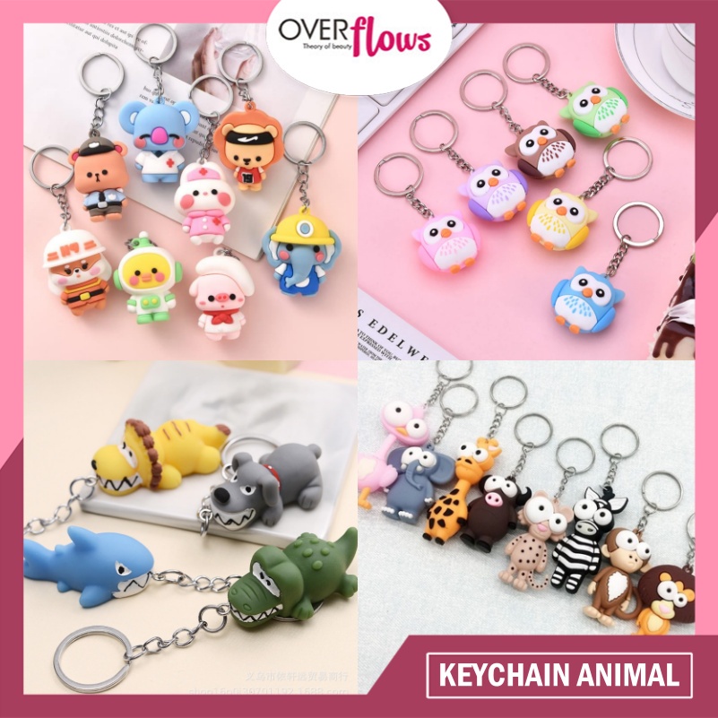 OVERFLOWS.ID  GANTUNGAN KUNCI ANIMAL KEYCHAIN HEWAN PROFESI LUCU GANCI KARAKTER IMPORT MURAH