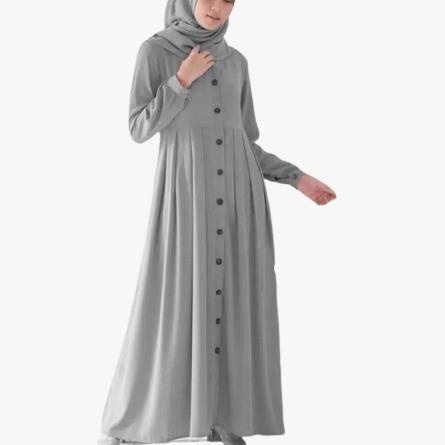 Gamis Muslim Busui Lengan Panjang Motif Rempel Polos - Maxi Daiti - - coklat susu, M