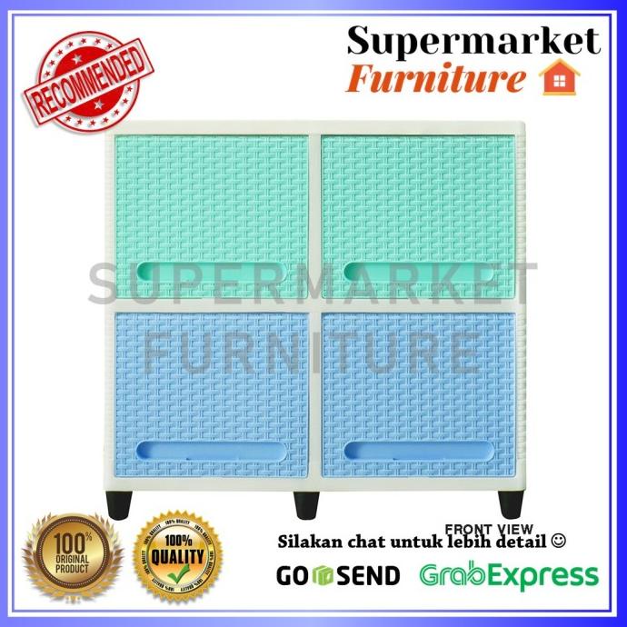 

Lemari plastik lemari pakaian 2 susun CLUB double flip rattan stock ready