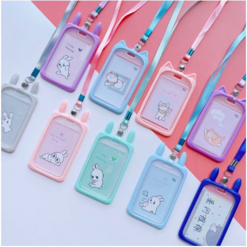 Lanyard Name Tag Lanyard Kartu Nama Gantungan Kartu Motif Kucing Name Tag Gantungan Nama