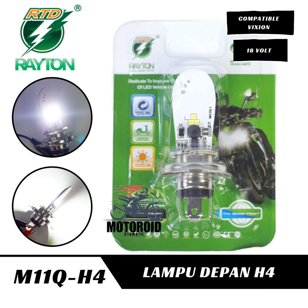 LAMPU MOTOR RAYTON M11Q LED H4 KAKI VIXION BOHLAM HEAD LAMP RTD M11Q H4 ACDC