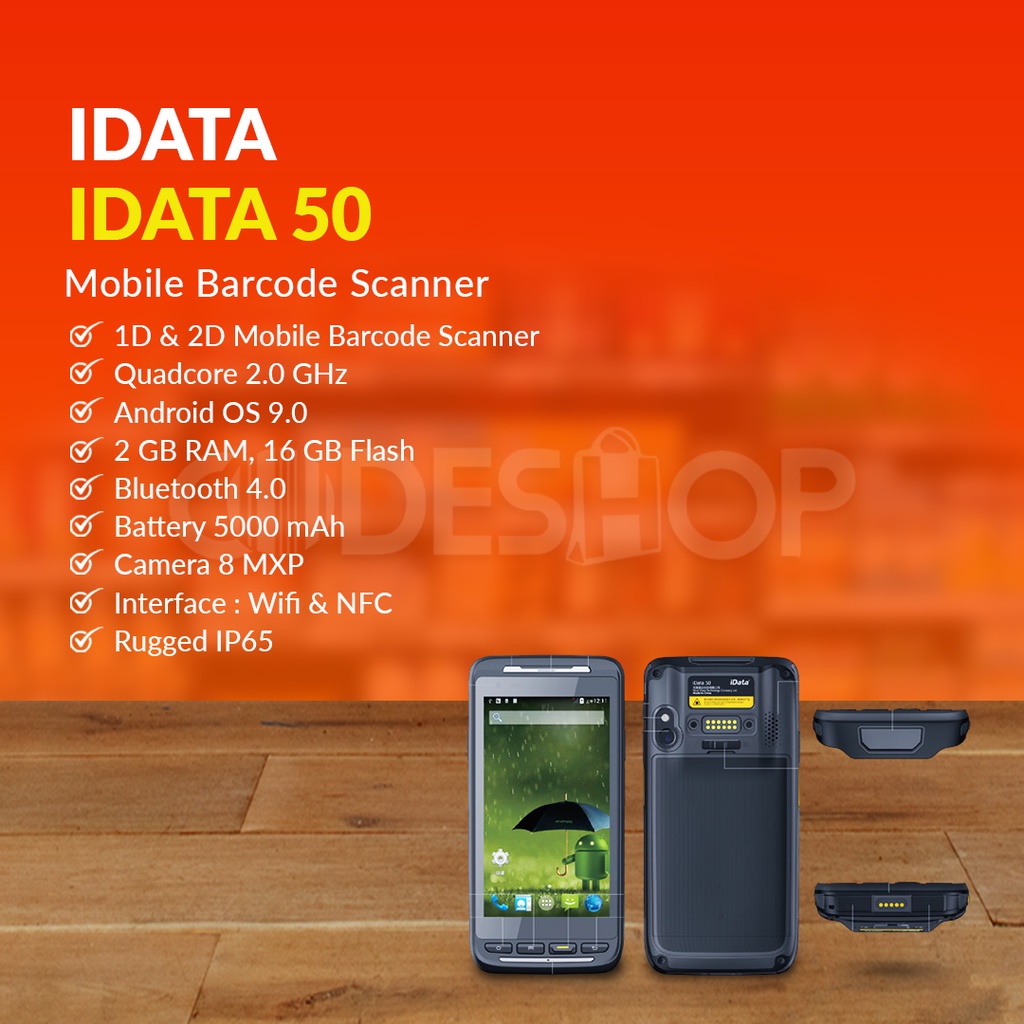 MOBILE BARCODE SCANNER IDATA 50 ANDROID (2D IMAGER) WIFI + NFC