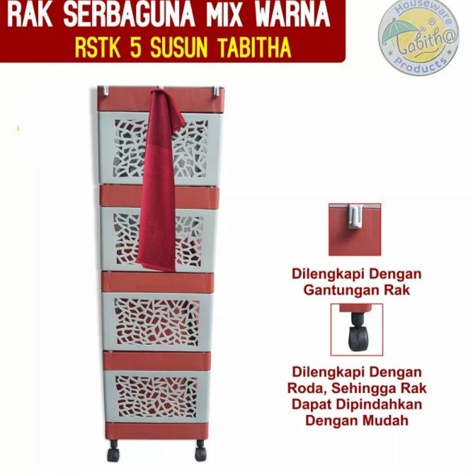 Rak Plastik Serbaguna 5 Susun + Roda Tabitha Rstk 5 Susun Rak Salon