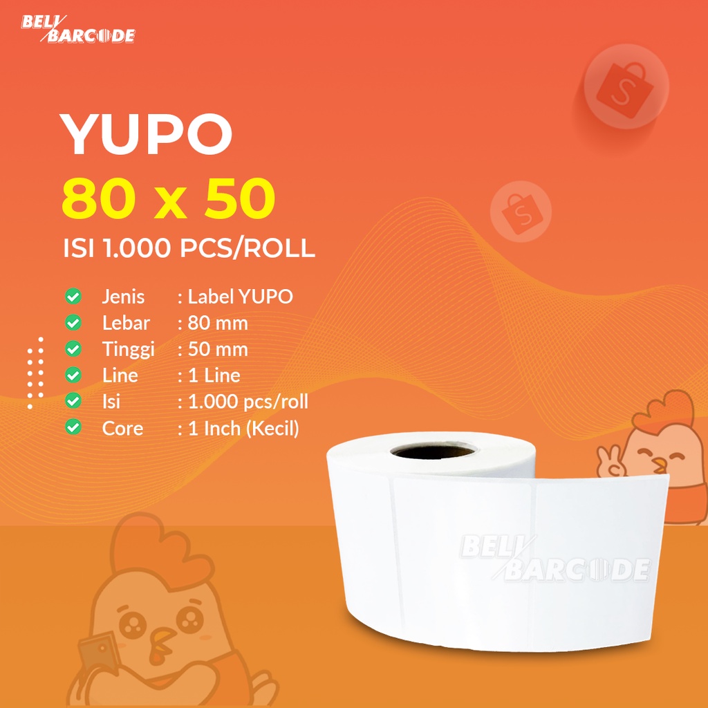 Label Barcode Yupo 80x50 1 Line 1000Pcs 80 x 50