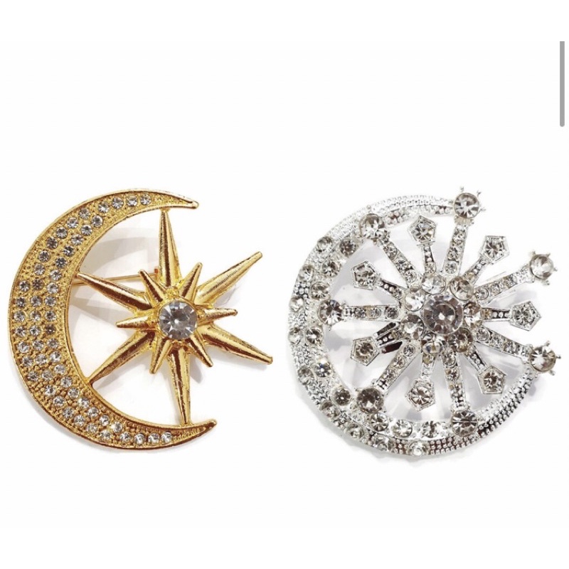 Bros dada bulan sabit/Bros pesta kondangan mewah/Bros korea murah bagus/Bros dada bulan bintang gros