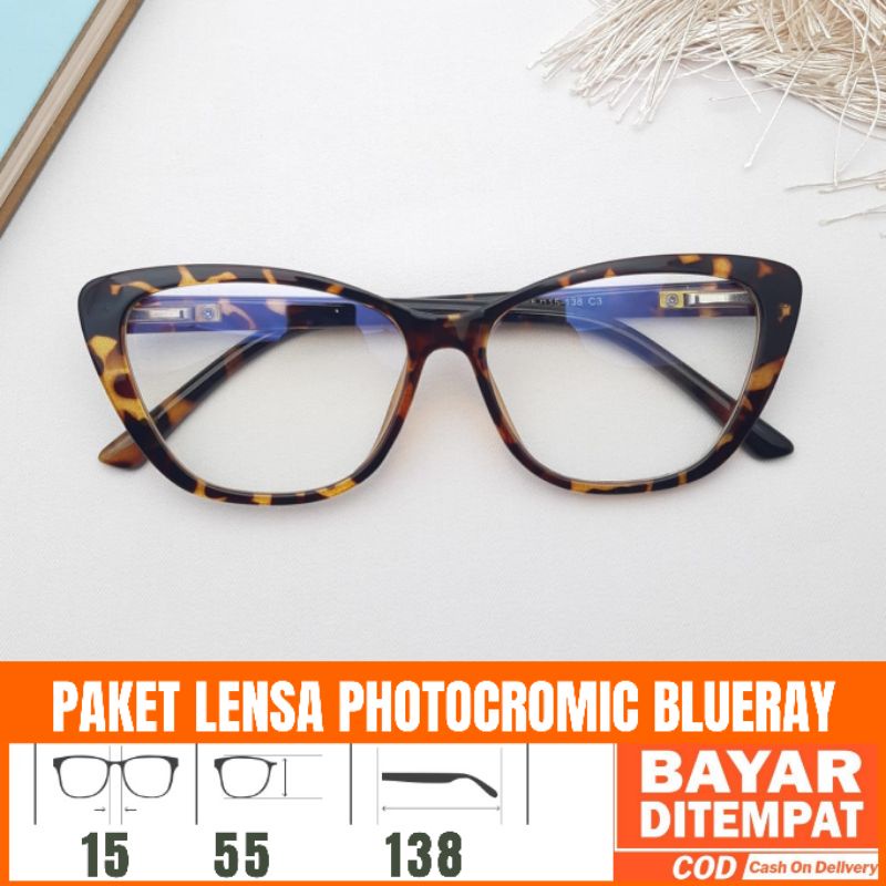 Paket Kacamata 6022 Lensa Antiradiasi Photocromic Blueray