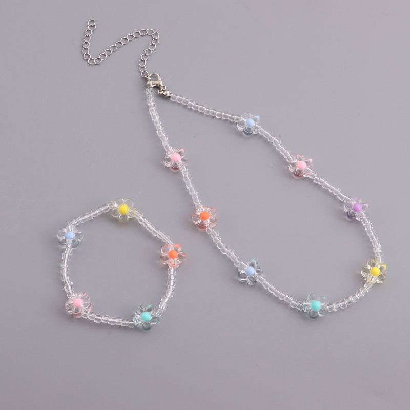 KALUNG GELANG BUNGA TRANSPARAN BENING SIMPLE SET IMPORT REALPICT HANDMADE