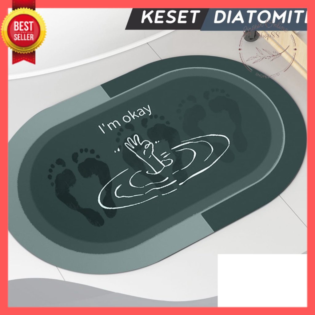 GOS - D108-   Keset DIATOMITE Bundar / Keset Batu Kamar Mandi - Keset Kaki Anti Bau Nyerap Air Anti Bakteri