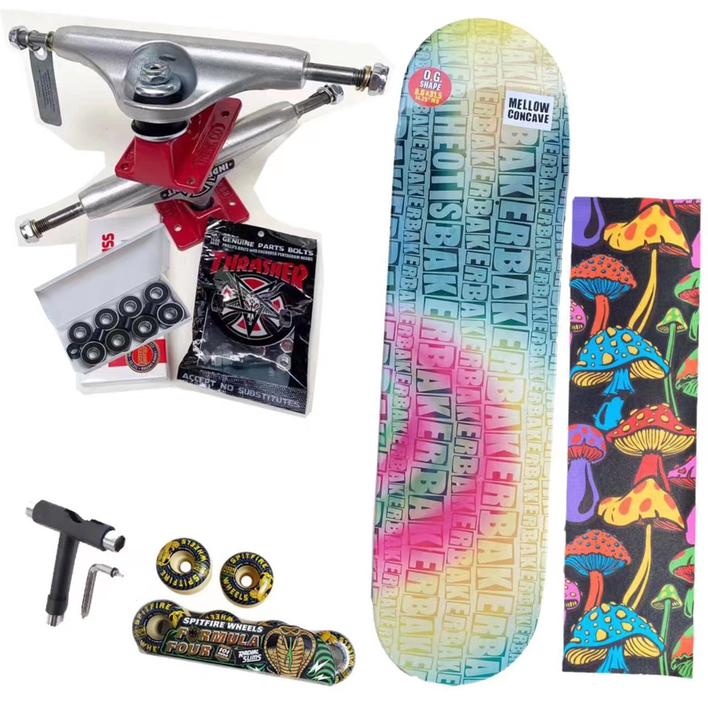 Set Roda skateboard 8 &quot;147&quot; / 5.25 &quot;Dengan grip Tape grizzly