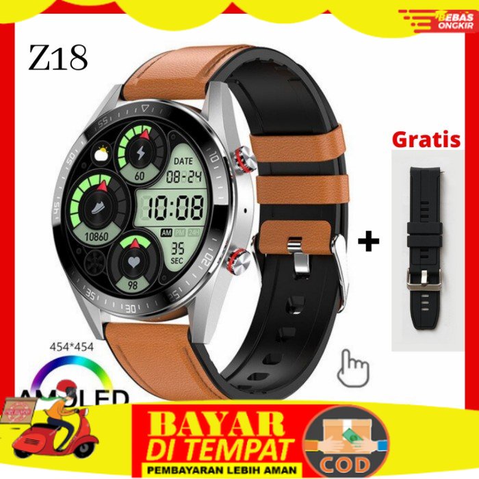 {COD} Z18 SMARTWATCH AMOLED ALWAYS ON DISPLAY ORIGINAL - Silver