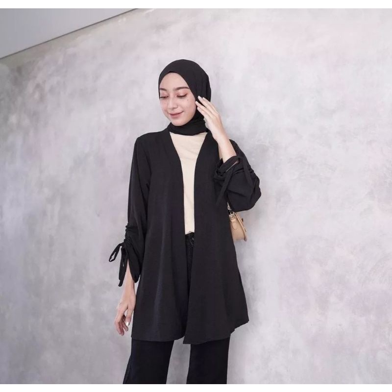 Celine Cardi Crinkle | Cardigan Polos Wanita | Outher Crinkle Airflow Lengan Serut