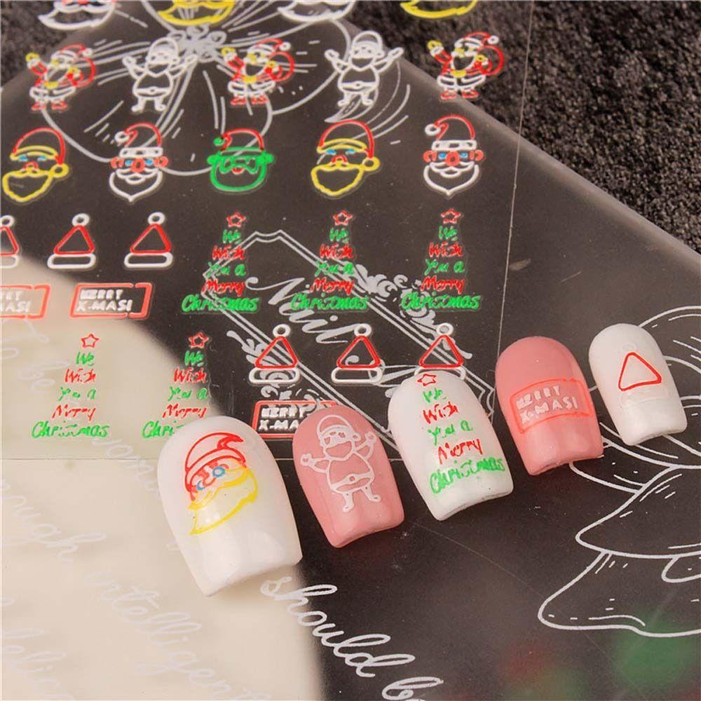 AUGUSTINA Agustina Stiker Kuku Natal Wanita Fashion Christmas Nail Art Manicure Aksesoris Dekorasi Nail Art Pohon Natal