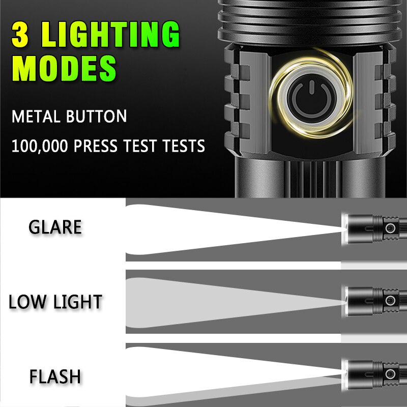 Senter Led Tactical Superterang Usb Anti Air Lampu Senter Led Superterang P50 Flashlight