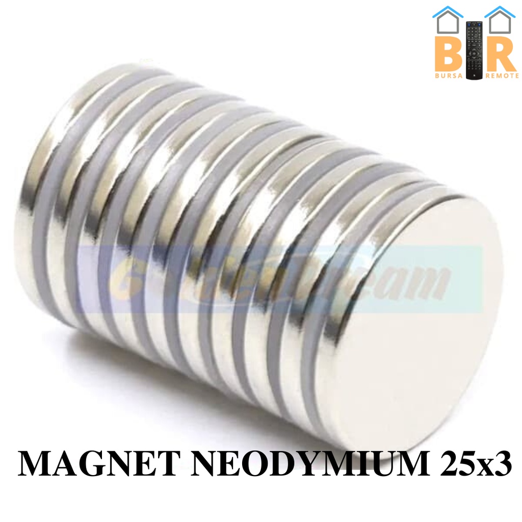 Magnet Neodymium NdFeB 25MM X 3MM Super Kuat Premium Bulat Koin