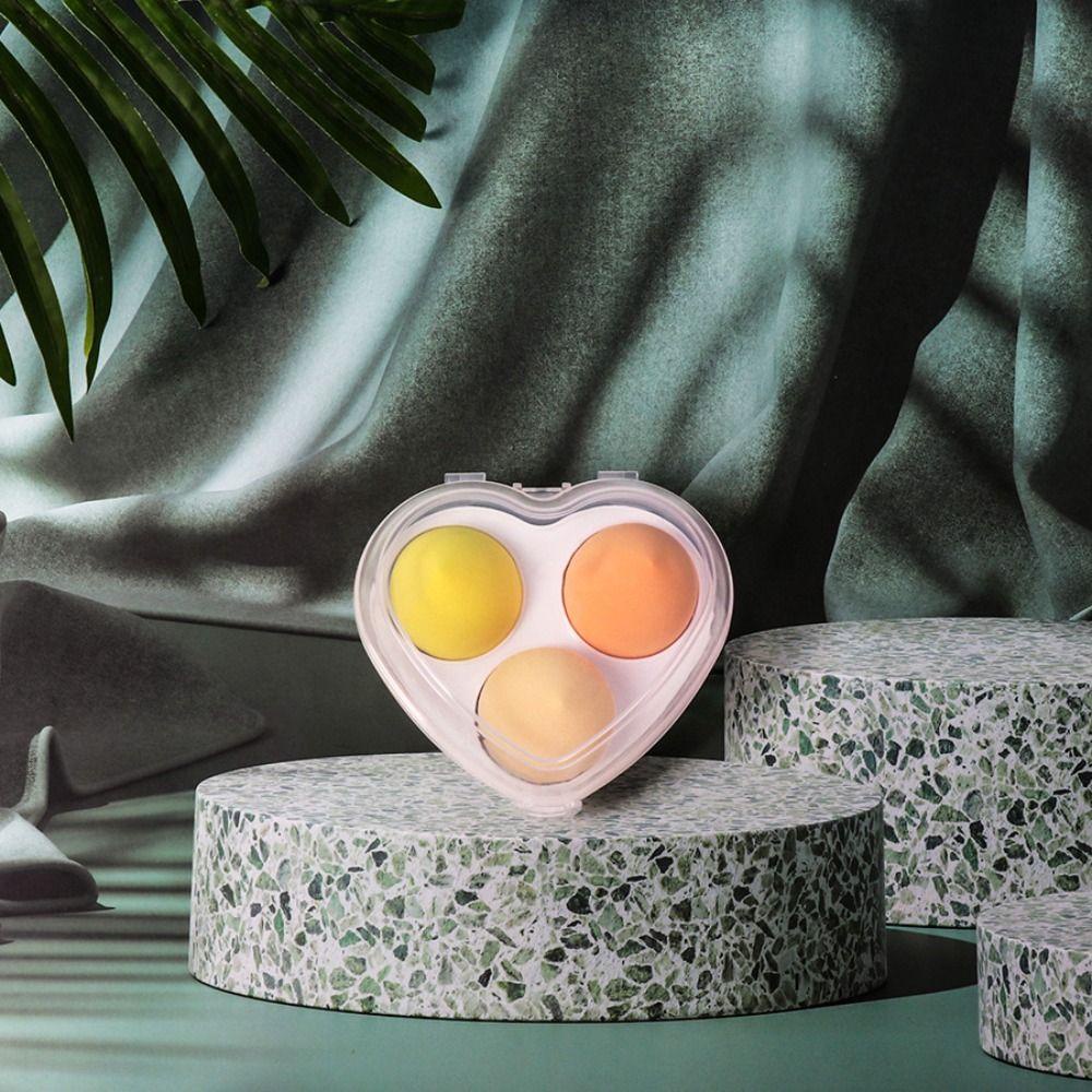 Agustinina Beauty Egg Colorful Natural Alat Make Up Foundation Bedak Puff Hati Kotak Spons Cushion Basah Dan Kering Puff Kosmetik