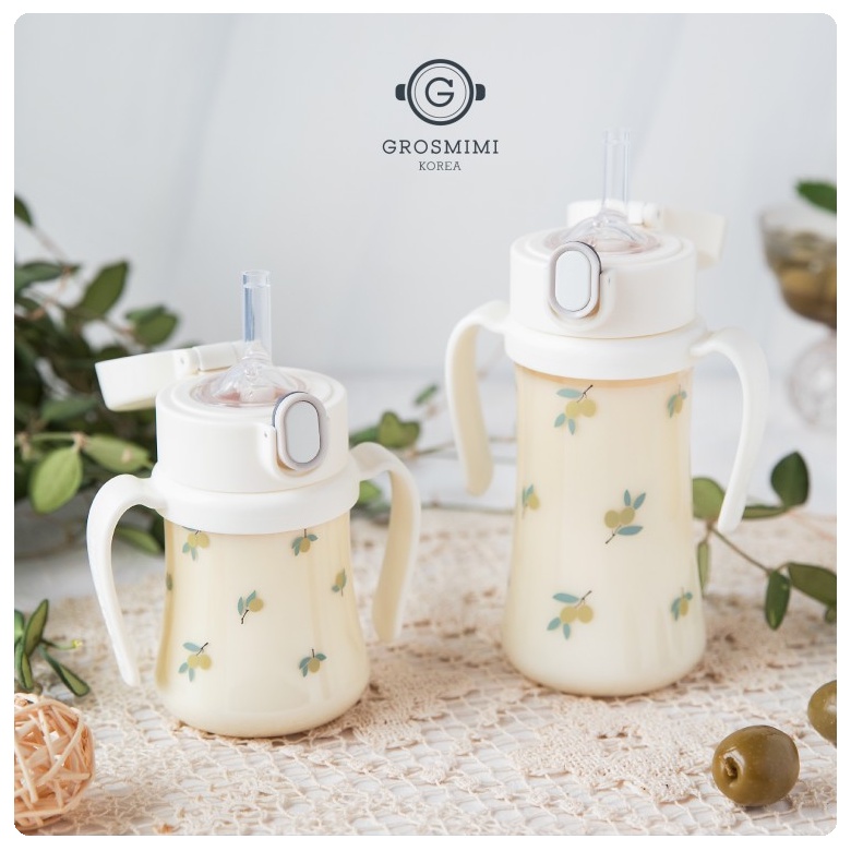 Grosmimi PPSU Olive Weighted Straw Cup | Botol Minum Anak