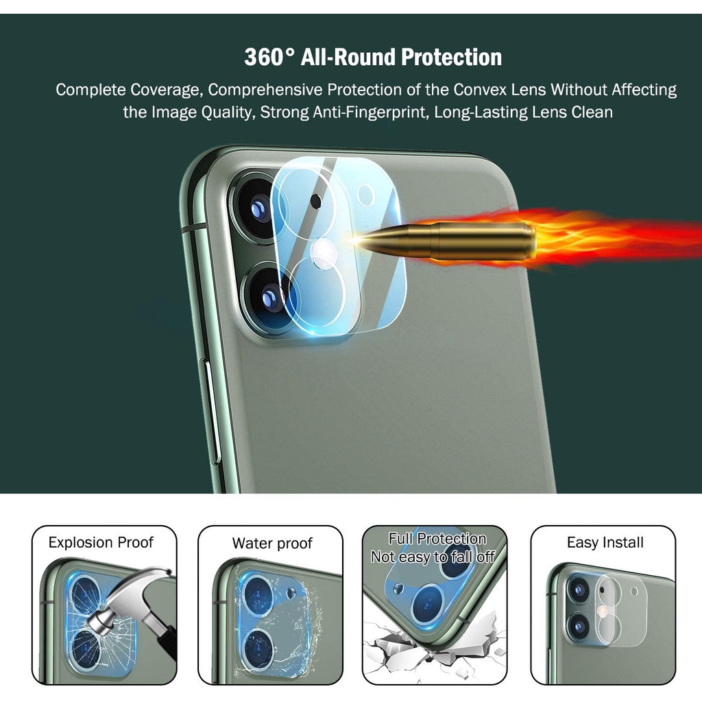 3 In 1 film tempered glass Pelindung Lensa Kamera Depan + Belakang Untuk iphone 14 Pro Max 13 12 Pro Max 11 Pro Max