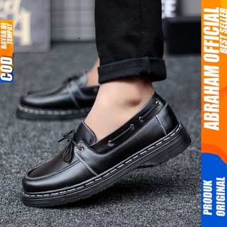 Sepatu Loafers Docmart Formal Pantofel Kerja Pria Hitam Abraham Arbent