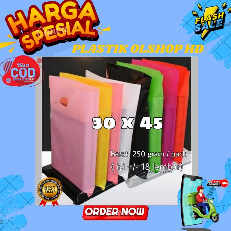 Jual Plastik Olshop Hd Plong Uk 30 X 45 Berat 250 Gram Pack Isi 18 Lembar Plastik 4032